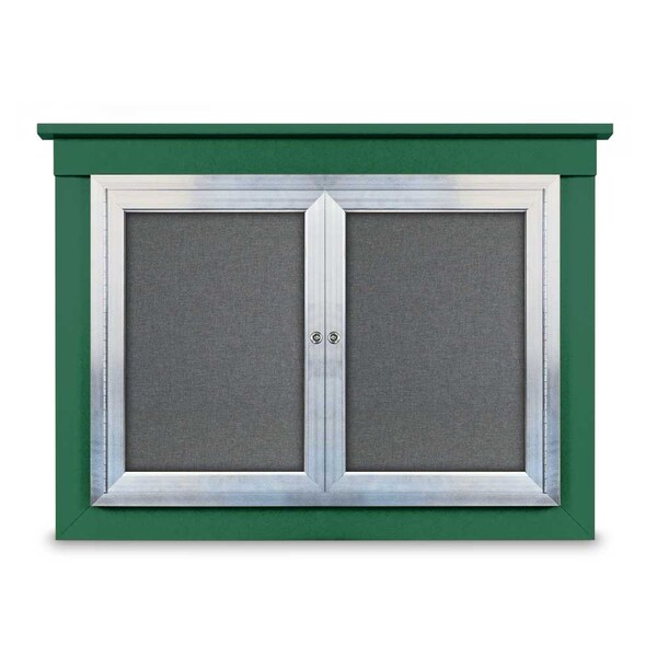 24"x36" 1-Door Enclosed Outdoor Letterboard, Hdr, Grey Felt/Bronze